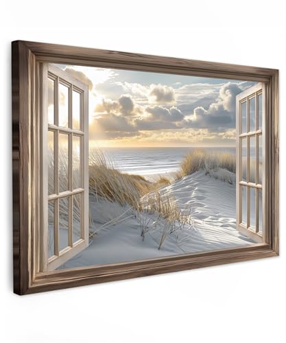 MuchoWow© Impressions sur Toile 90x60 cm Deco Tableau Murale Decoration Salon Peinture Tableaux Chambre Toiles Maison Transparent - Plage - Dunes - Mer -...