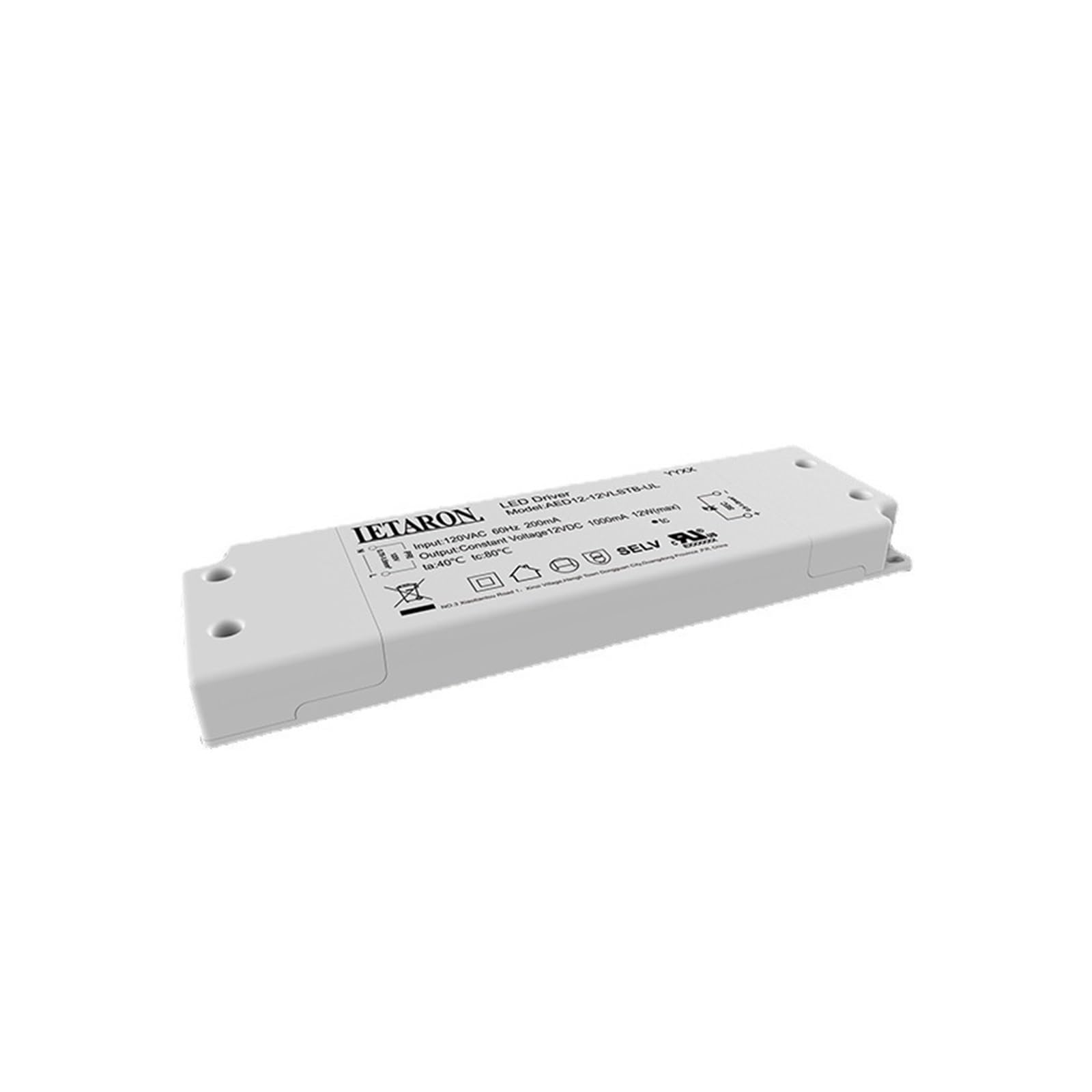 Transformateur LED 12V 12W pour miroir tactile, alimentation tension constante AED12-12VLSTB-UL