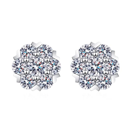 Moissanite boucles d'oreilles argent 925 flocon de neige StarGems 1.6cttw