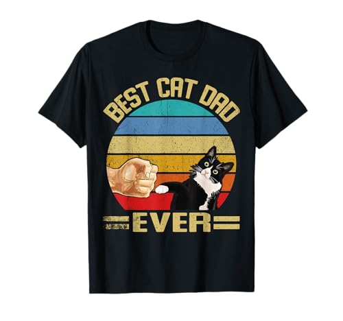 Vintage Best Cat Dad Ever Cat owner Cats Dad T-shirt, Preto, S
