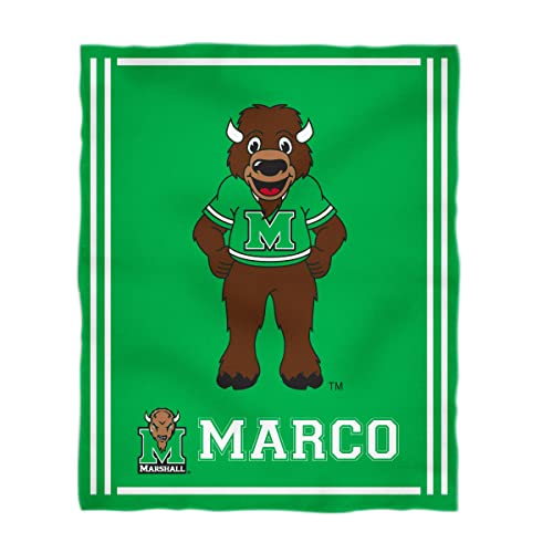 Minky Blanket Super Soft 100% Polyester Luxury Blanket Marshall Thundering Herd MU Green Plush Soft Minky Blanket 36" x 48"Mascot