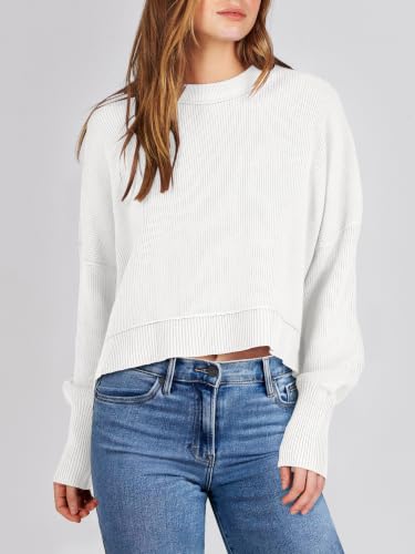 Image of ANRABESS Cropped Sweaters for Women Long Sleeve Oversized Fall Outfits