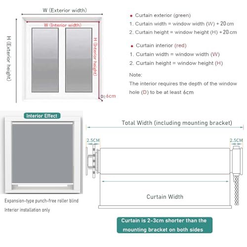 Persiana enrollable opaca de poliéster gris premium, cortina aislante para ventanas 6