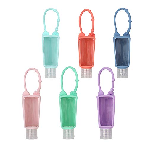 Preisvergleich Produktbild Transparente Reiseflaschen aus Kunststoff transparente Behälter zum Aufhängen, mit Klappdeckel, mit Silikonhülle, 12 Stück