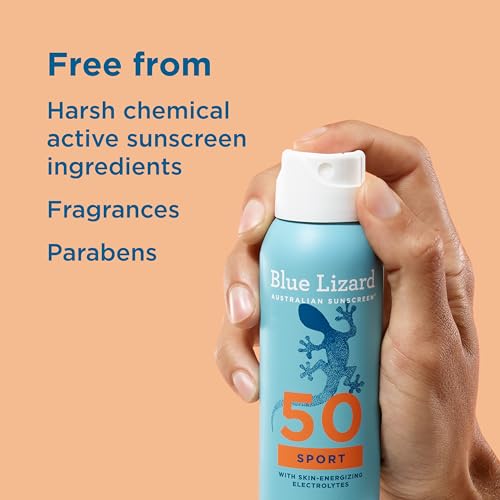 BLUE LIZARD Sport Mineral Sunscreen Spray SPF 50+, Dermatologist-Recommended Brand, Broad-Spectrum UVA/UVB Protection, Water-Resistant, Zinc Oxide Formula, Vegan, 5 fl oz - image 6
