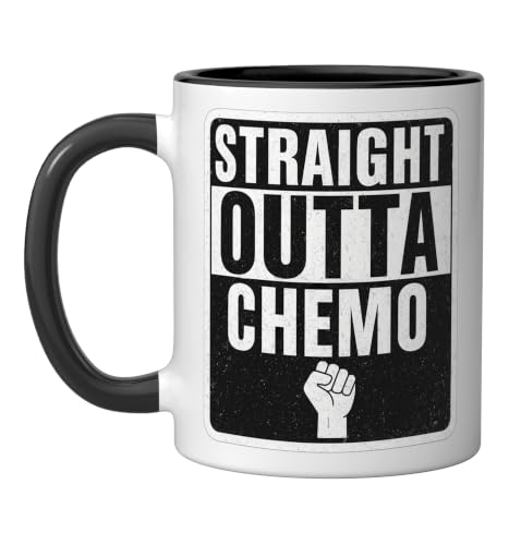 Straight Outta Chemo Therapy Beat Cancer Survivor Men Woman Ceramic Mug, Black/White