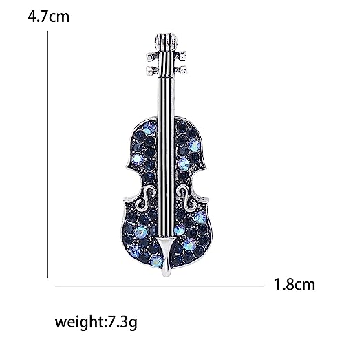 Image of Vintage Violin Rhinestone Brooch Pin for Women Girls Colorful Crystal Musician Instrument Cello Fiddle Pins Clip Lapel Sweater Dress Suit Coat Badges Backpacks Brooches Pins Dainty Jewelry Gifts Clothes Accessories