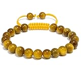 Yellow Cat's Eye Bracelet – Healing Crystal Bracelet for Women, Men – Chic Gemstone Bracelet for Men and Women – 8mm Round Bead Bracelets for Spiritual Healing, Protection, Positive Energy