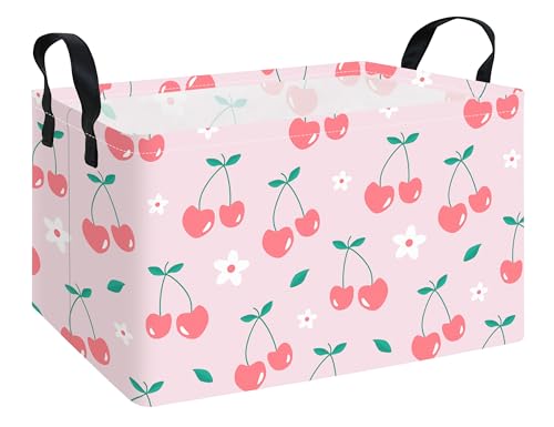 Image of Rectangular Storage Basket Fabric | Organizer Bin for Books,Clothes,Gifts,Pets-Perfect for Home,Office,Nursery,Dorm,Shelf(Rec-cherry)