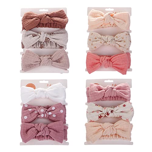 4PCS Baby Girls Headbands, Elastic Soft Baby Hairbands with Bows, Infant Headbands for Baby Girl Hair Accessories3