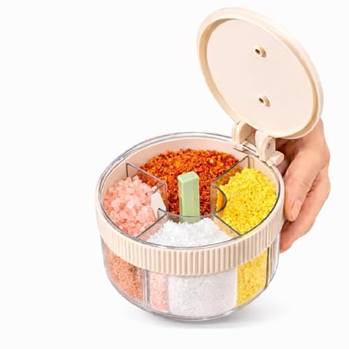 Image of HAMSA Multipurpose Spice Jars for Kitchen, Masala Box Container, Small Spices Box Rack, Seasonings Jar - Acrylic (4 in 1 Jar)