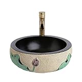  Évier moderne en résine – Lavabo de salle de bain au-dessus du comptoir – Lavabo rond pour la maison, la salle de bain – Petit cadeau