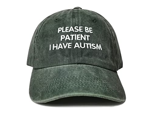Please Be Patient I Have Autism Hat Embroidered, Washed Army Green Embroidery Snap Back Baseball Cap Trucker Hat Adjustable Dad Hats #TOP19