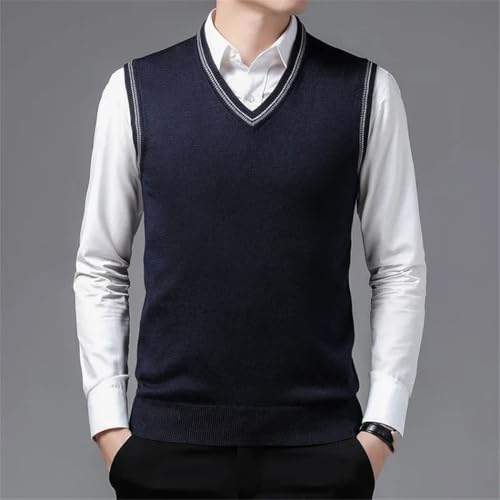 Men's Knit Sweater Vest V-Neck Sleeveless Pullover Solid Color Casual Slim Fit Knitwear Men Clothing3