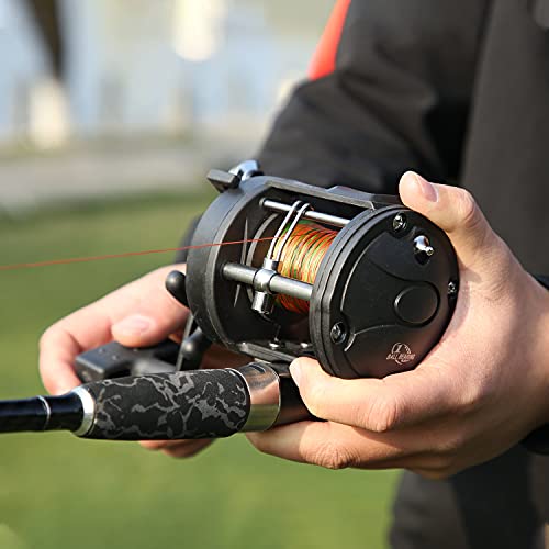 Image of Sougayilang Round Baitcasting Fishing Reel for Catfish, Salmon /Steelhead, Striper Bass, Pike,Inshore Surf Fishing Reels, Conventional Reel-4000
