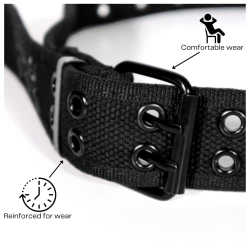 Casual Unisex Cotton Canvas Belt - Double Hole Grommet Web Belt for Men and Women -3 Pack3
