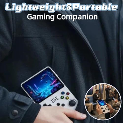 Image of PLUSPOINT R36S Portable Handheld Game Console (64GB) with 18000+ Retro Classic Preloaded Video Games, 3.5 Inch IPS Display,Rechargeable Battery , Pocket Arcade Gaming Device (White)