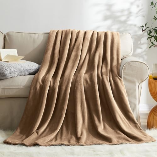 KMUSET Brown Throw Blanket Twin Size - Warm Cozy Soft Lightweight Blankets All Seasons Suitable 60 x 80 inches