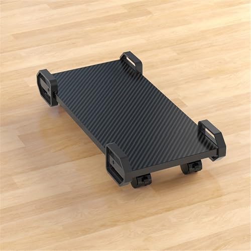 Soporte para CPU de PC de piso con 4 ruedas giratorias y estantes de almacenamiento, soporte móvil para torre de PC para alfombra, soporte para CPU de computadora (Negro) miniatura 5
