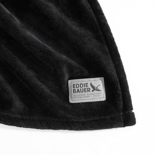 Couverture lit simple peluche douce Eddie Bauer plaid chaud noir