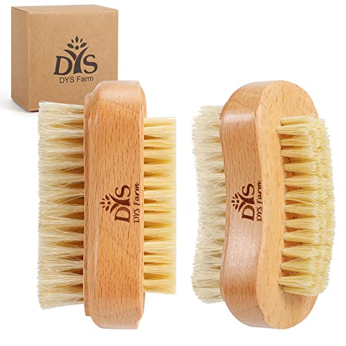 Wooden Finger Nail Brush to Clean Nails, Nail Scrubber for Men Kids Women, Fingernail Brushes for Cleaning Toenails Hand Foot Nail, Natural Boar & Sisal Bristle Two-sided Non-slip Manicure Pedicure