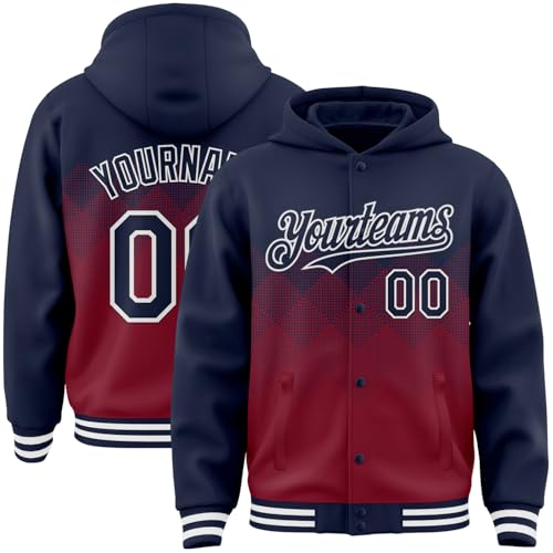Custom Gradient Varsity Hoodie Jackets Personalized Letterman Jerseys Full Snap Sports Team Uniforms Coats