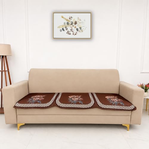 Image of Homerz 'Brooklyn Series' Premium Sofa Cover | Quilted Floral Design | Non-Slip Washable Sofa Protector | Soft Anti Slip Fabric (Ny Mustard, 5 (3+2) Seater, Only Seat Cover)