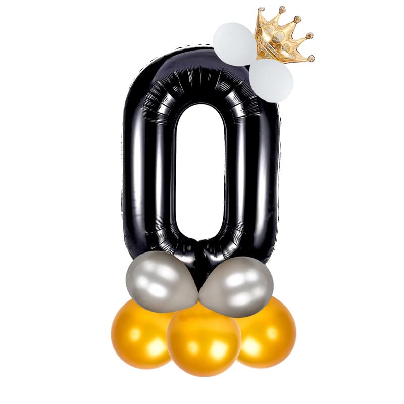 Image of Black 32 Inches Numbers 0 Shape Large Big Foil Helium Balloons For Party Decorations In Happy Birthday Anniversary Office Items Materials Set Pack,1 Piece