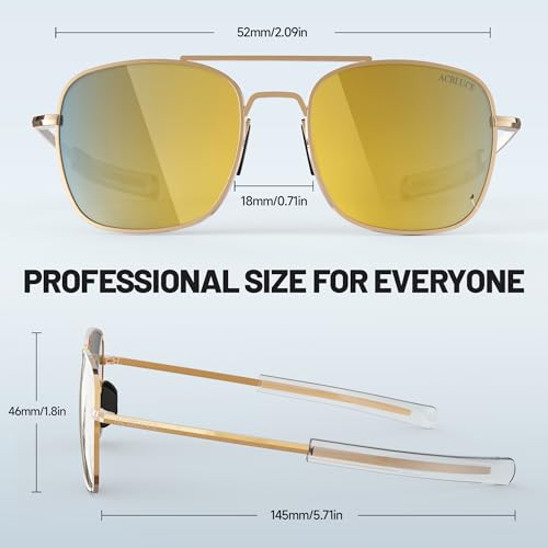 Image of Aviator Sunglasses for Mens Women 53mm TAC Polarized Lense Pilot Military Style Metal Frame with Bayonet Temples