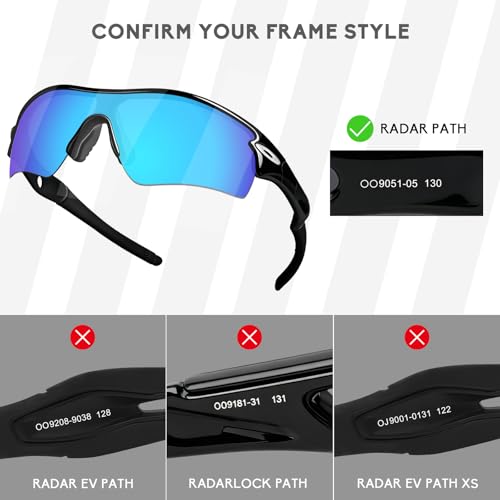 Image of 4 Pieces Polarized Replacement Lenses for Oakley Radar Path /Radar Path Asian Fit (AF) Sunglass, Anti-Scratch and Impact Resistant
