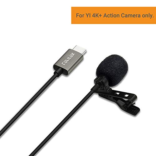 Lavalier Lapel Microphone Compatible for YI 4K Plus 4K+ Action Camera [5FT], Cubilux