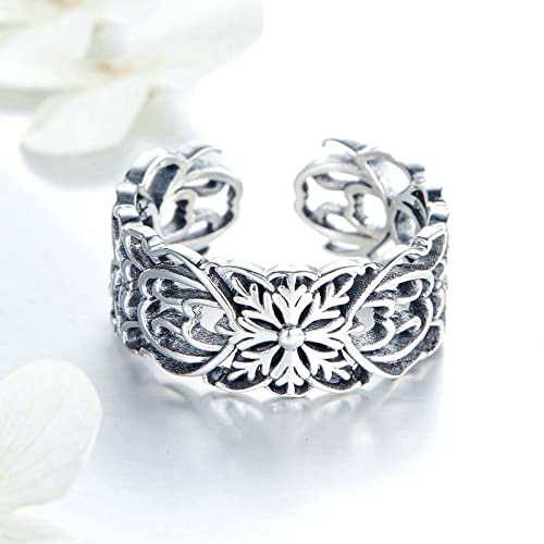 Bague empilable fleur ciselée style joaillerie fine femme - 4