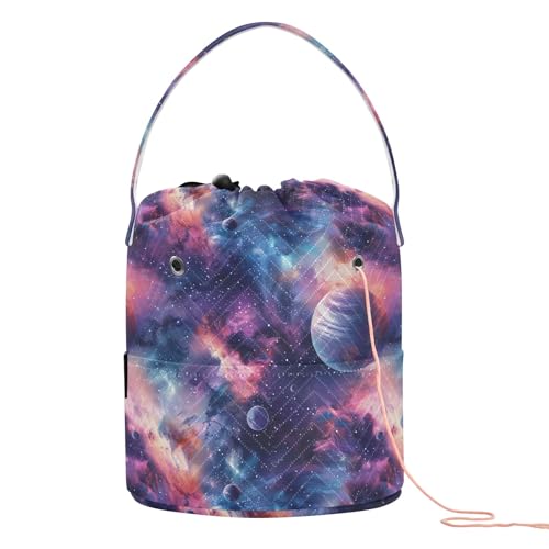 Yarn Storage Bag Small Crochet Bag Knitting Bag Organizer Cosmic Starry Sky Yarn Bags for Crocheting Basket