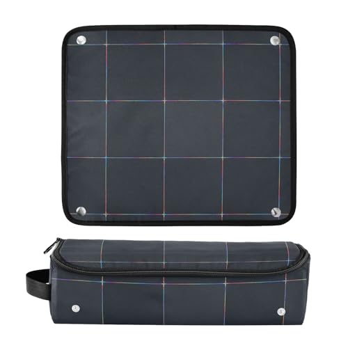 Organizador 2 en 1 para herramientas de cabello con tapete resistente al calor y estuche doble capa para planchas y rizadores, negro con hilo arcoíris. miniatura 3