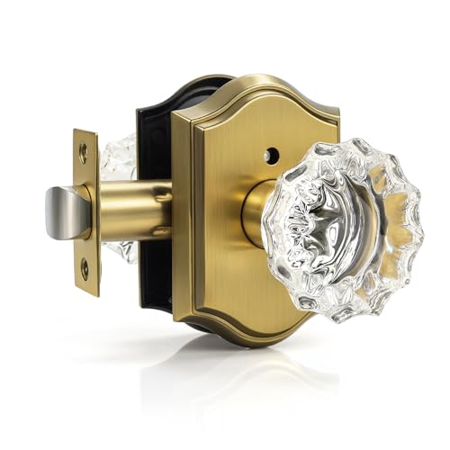 KNOBWELL Glass Door Knobs Interior, Vintage Privacy Crystal Door Knobs