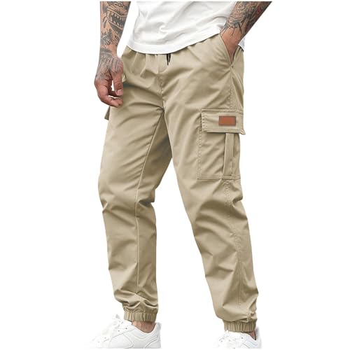 Men's Joggers Sweatpants Elastic Waist Casual Cargo Pants Relaxed Fit Lightweight Pull On Workwear,M-3XL