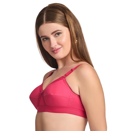 Image of TRYLO KPL Women's Cotton Non-Padded Bra Black /Black Currant /Butter SCOT /Coral /MARUN /Rasberry /Rose Gold /Nude /Sapphire /Skin /White 30 to 40 Available Cups C to I
