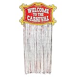 Fun Express Carnival Foil Door Curtain Decor (Over 7 feet Long) Circus Party Decorations for Events and Birthdays