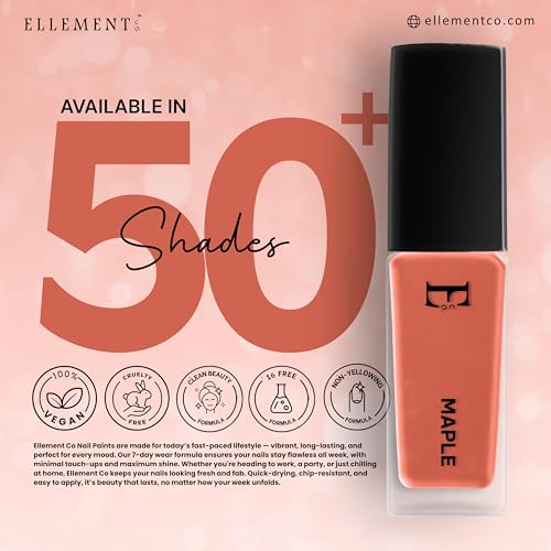 Image of MAPLE Vegan Nail Polish Warm Medium Brown Color | Long Lasting Chip Resistant Formula | Quick Dry Glossy Finish | Non Toxic & Cruelty Free Nail Paint for Women | 10 ml
