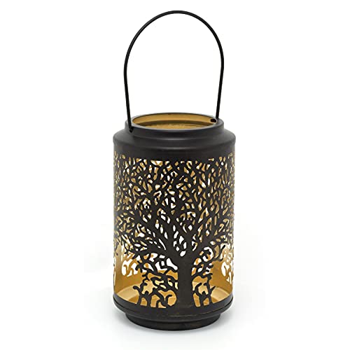 Farol de metal negro con diseño de árbol de la vida Cover