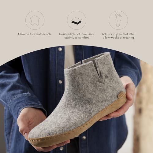 Glerups Boot Slippers Women and Men with Leather Sole | Unisex Wool Slipper Boots with Leather Sole | Comfy Men's and Women's Slipper Boots | Cozy Gents and Ladies Boot Slippers3