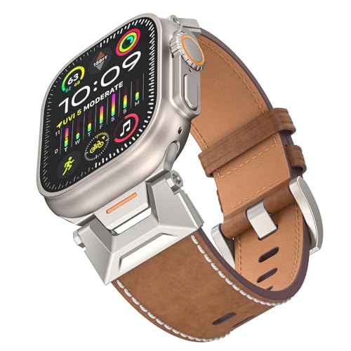 Bracelet Apple Watch 45mm en cuir vintage pour un style élégant du bureau aux sorties