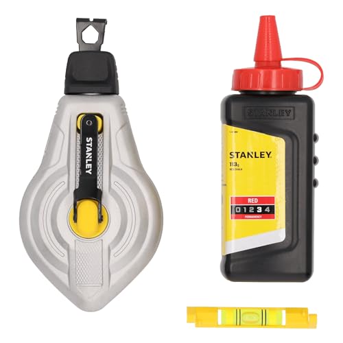 Kit Cordeau Traceur 30m STANLEY FATMAX avec Poudre Rouge et Niveau
