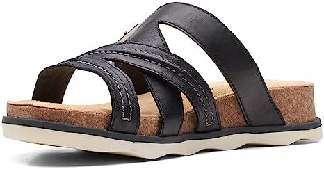 Clarks Women's Brynn Hope Flat Sandal, Black Leather, 11 | Image 4