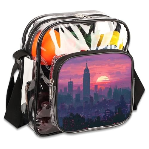 GzLeyigou Clear Crossbody Bag Stadium Approved City Transparent Bag for Festivals, Sports Events, Concerts,Beach Bag for Women Men Clear Purse with Front Pocket Messenger Bag with Adjustable Strap