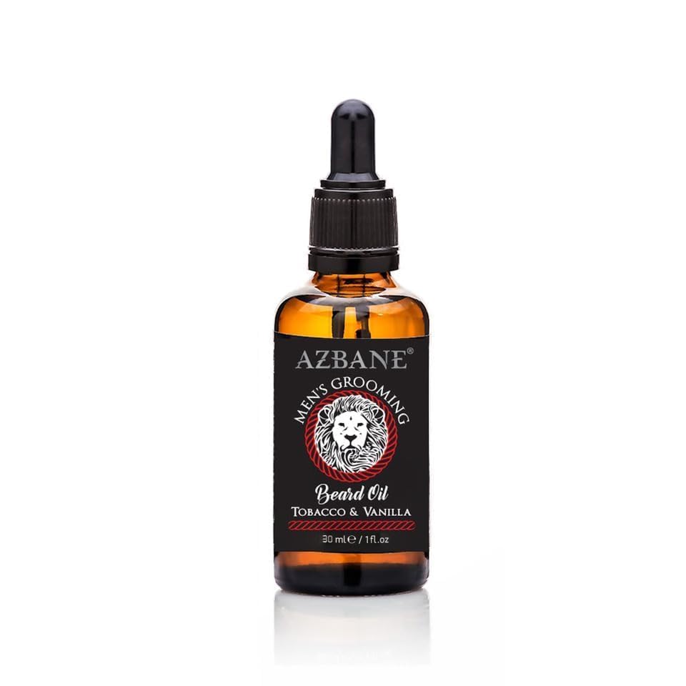 Men's Grooming Beard Oil, Tobacco and Vanilla Scent, Premium Glass Bottle, 30ml/1 fl oz