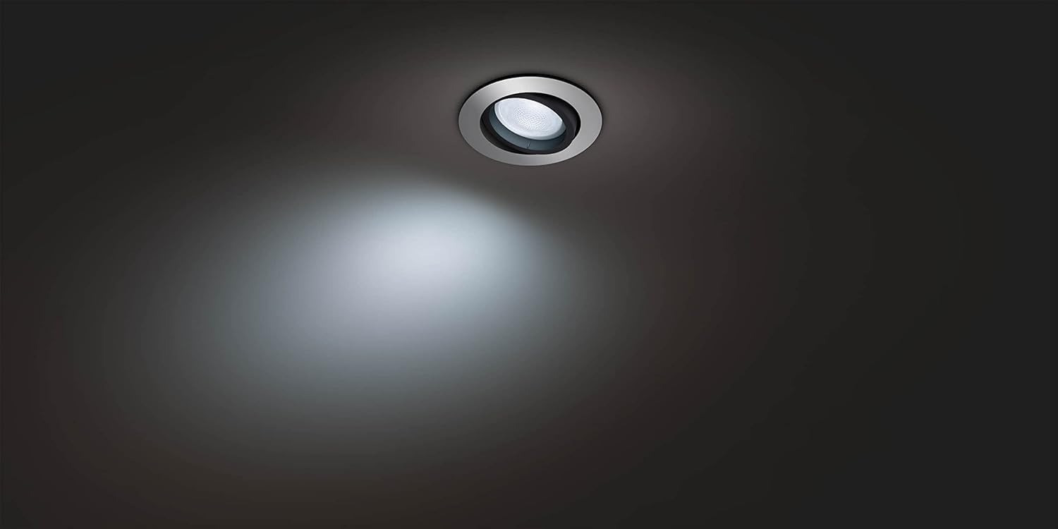 Philips Hue White Ambiance Einbauspot Milliskin 250lm, rund, aluminium, dimmbar, alle Weißschattierungen, steuerbar via App, kompatibel mit Amazon Alexa (Echo, Echo Dot)