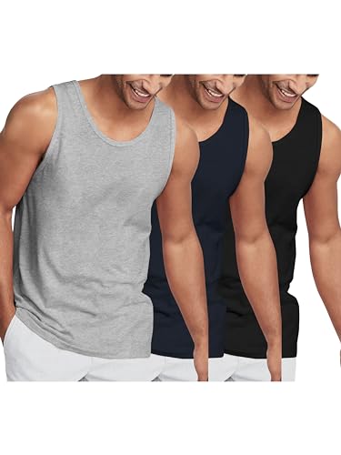 Hat and Beyond Mens Tank Top Soft Performance Boxing Gym Shirts Plain Muscle Tee