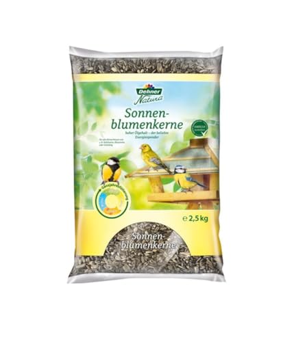 Dehner Natura Premium Wildvogelfutter, Sonnenblumenkerne, Ganzjahresfutter proteinreich / energiereich, hochwertiges Vogelfutter für Wildvögel, im Set, 4 x 2.5 kg (10 kg)