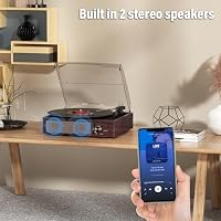Vinyl Record Player Turntable with Built-in Bluetooth Receiver & 2 Stereo Speakers, 3 Speed 3 Size Portable Retro Record Player for Entertainment and Home Decoration — image 6